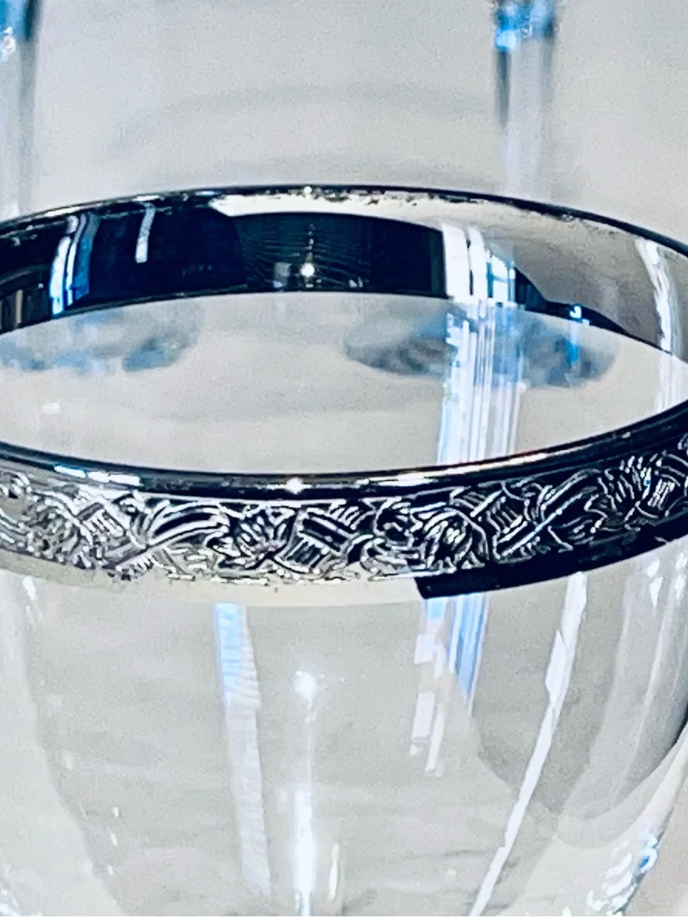 Vintage 1960’s Fostoria Mantilla Platinum Rims wine water glasses set of 5
